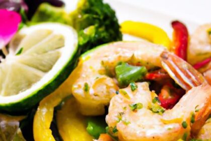 Zesty Lemon Garlic Shrimp Paired with Roasted Veggies Delight