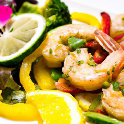 Zesty Lemon Garlic Shrimp Paired with Roasted Veggies Delight