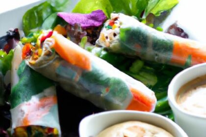 Fresh Tofu & Veggie Spring Rolls with Creamy Peanut Dip