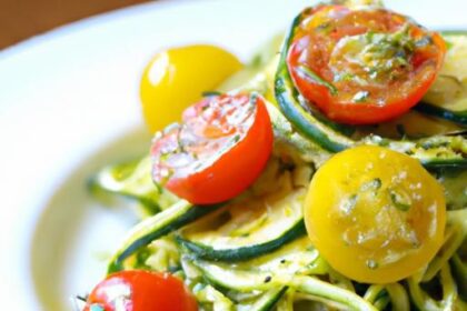 Zesty Zucchini Noodles with Pesto and Cherry Tomatoes Delight