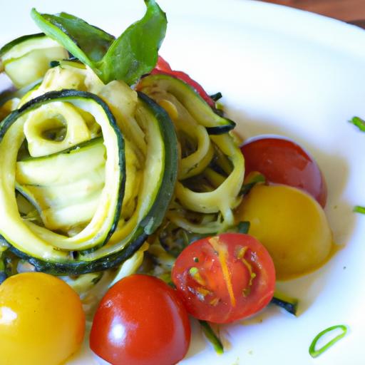 Zesty Zucchini Noodles with Pesto and Cherry Tomatoes Delight
