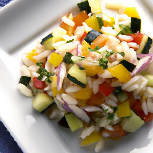 Zesty Mediterranean Orzo Salad with bright Lemon Dressing