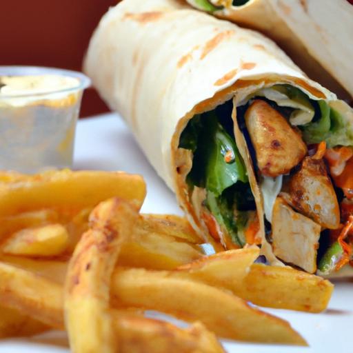 Savor the Ultimate Chicken Shawarma Wrap with Creamy Fries