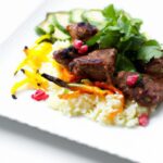 Flavorful Lamb & Veg Skewers Paired with Perfect Rice Pilaf