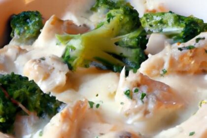 Creamy chicken & broccoli alfredo casserole delight