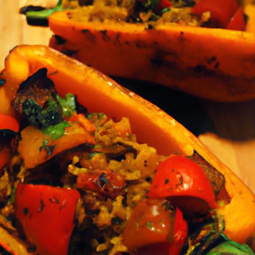 Flavor-Packed Vegan Stuffed Peppers with Rice & Beans