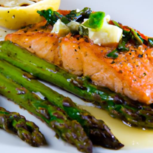 Savor⁤ Grilled salmon with Garlic Butter and⁣ Crisp asparagus