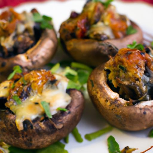 Savory Vegetarian Stuffed Mushrooms with Melty Cheese delight