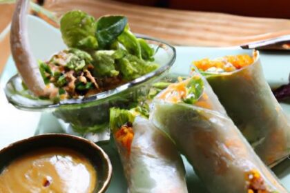 Crisp Tofu & Veggie Spring Rolls with Zesty Peanut Sauce