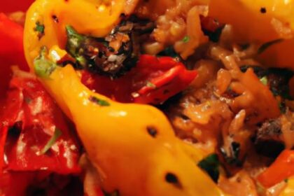 Flavor-Packed Vegan Stuffed Peppers with Rice & Beans