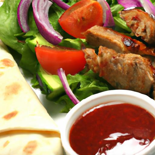 Savor the Flavors: Lamb kebab with Pita & Fresh Salad