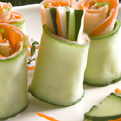 Fresh and Flavorful: carrot & Cucumber Rolls with Cream Cheese