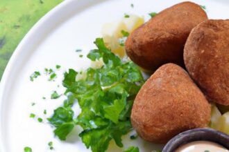 Crispy Beef & Potato Croquettes Paired with Tangy Yogurt Dip