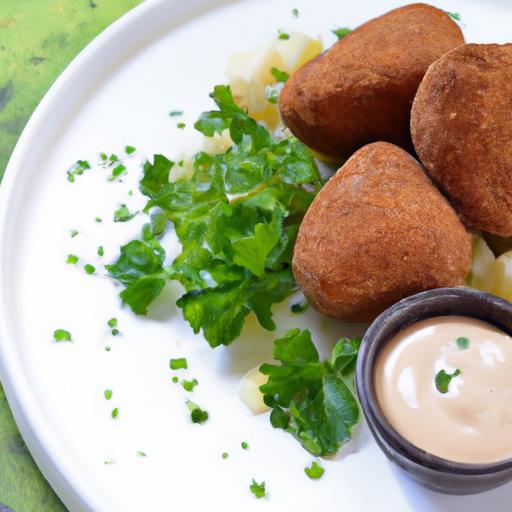 Crispy Beef & Potato Croquettes Paired with Tangy Yogurt Dip