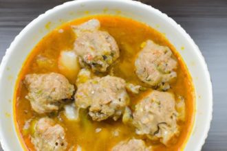 Hearty Keto Meatball Soup with Low-Carb Cauliflower Rice
