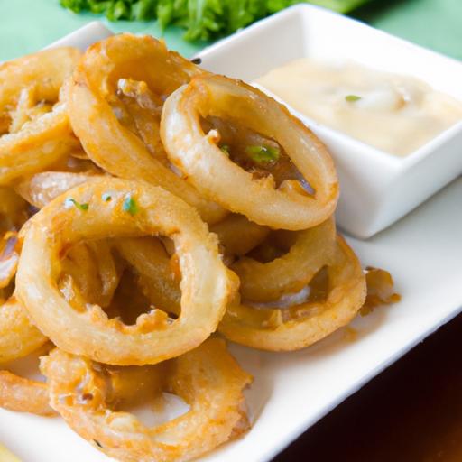 Golden Crispy Onion Rings Paired Perfectly with ranch Dip