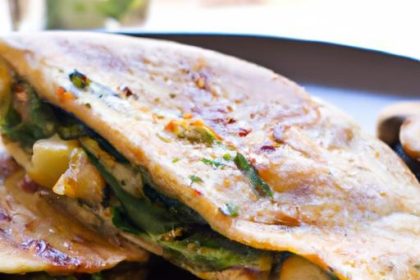 Delicious Vegan Spinach and Mushroom Quesadilla Recipe