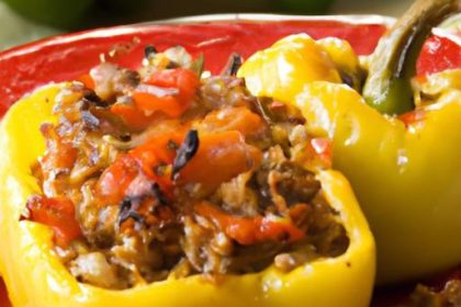 Hearty Stuffed Peppers: Ground Beef & Cauliflower Rice Delight