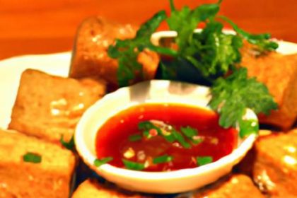 Golden Crispy Tofu Bites Paired with Zesty Sweet Chili Sauce