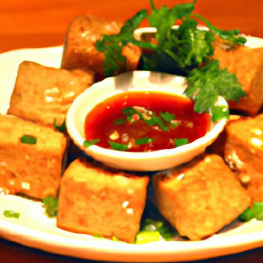 Golden Crispy Tofu Bites Paired with Zesty Sweet Chili Sauce